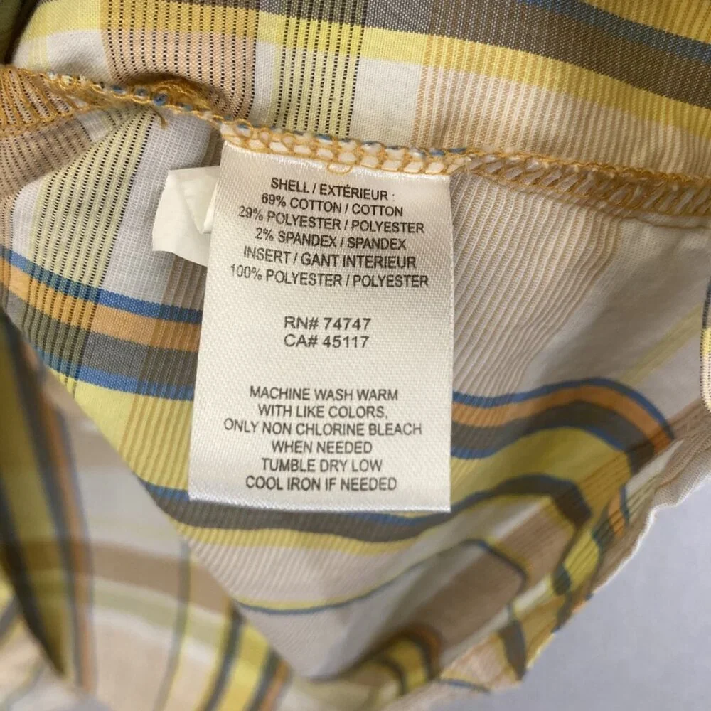 Ascend Snap Up Lightweight Shirt Mens 2XL Plaid Yellow Brown‎ Outdoor Pocket XXL